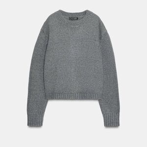 NWT Zara Women Gray Knit Sweater with Back Detail